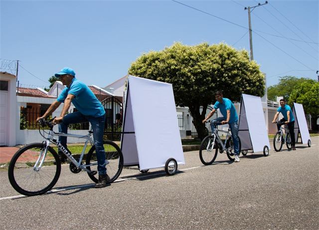 Bicycle billboards: mobile advertising on the streets of Yopal